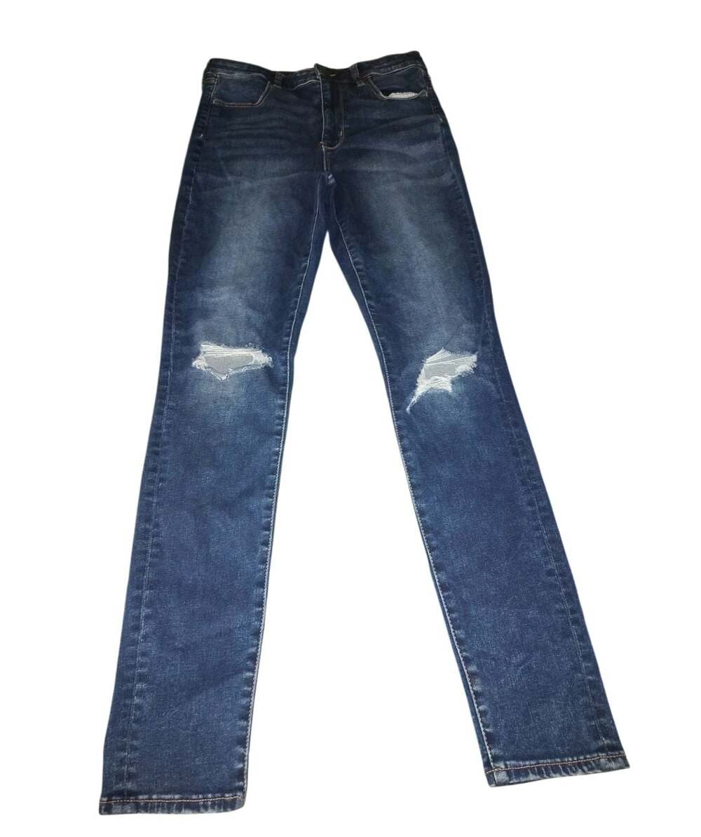 American Eagle Jeans Size 12 Long Distressed Skinny Stretch Denim Blue